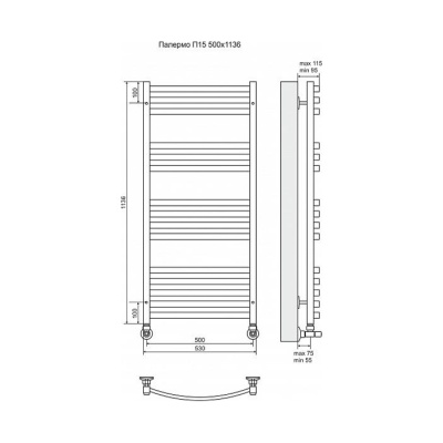Водяной полотенцесушитель Terminus Палермо П15 500x1136 4620768886515 Хром
