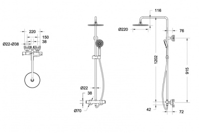 Душевая система Bravat Waterfall F939114C-A5-RUS Хром