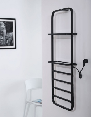 Электрический полотенцесушитель Black&White Universe 400х1010 N-337B с полкой Черный Электрический полотенцесушитель Black&White Universe 400х1010 N-337B с полкой Черный