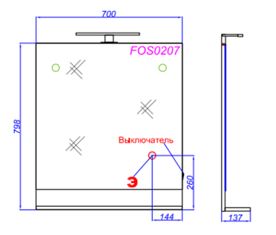 Зеркало Aqwella Фостер 70 FOS0207DS Дуб сонома