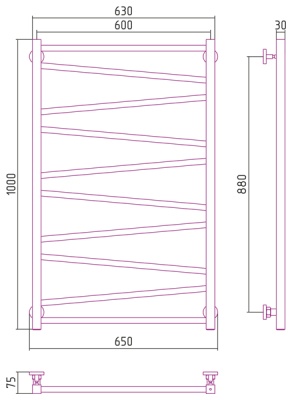 Водяной полотенцесушитель Сунержа Сирокко 1000x600 Хром