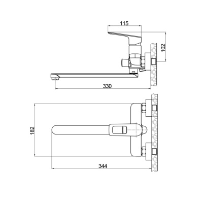 Смеситель для ванны Raiber Osdorf R2103 универсальный Хром