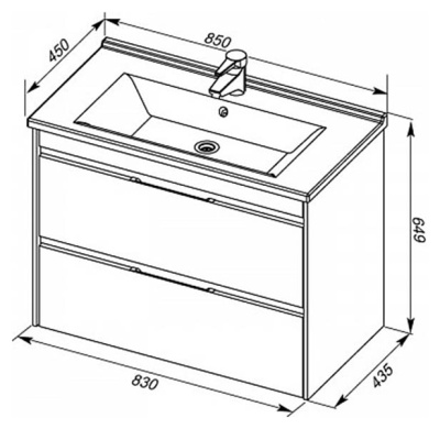 Тумба под раковину Aquanet Тулон 85 182724 подвесная Белая