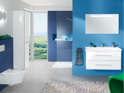 Шкаф пенал Villeroy&Boch Avento 35 подвесной R Синий