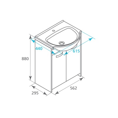 Тумба с раковиной Milardo Volga 60 Белая