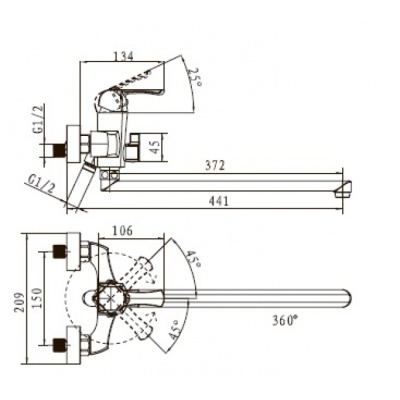 Смеситель для ванны Kaiser Boss 51055B универсальный Хром