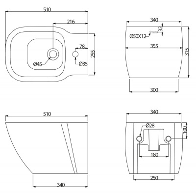 Биде BelBagno Aldina BB114BH подвесное Белое