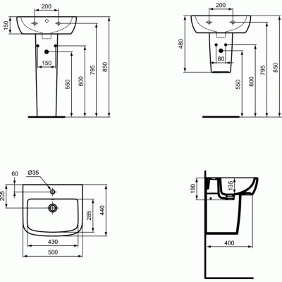 Раковина Ideal Standard Tempo 36 T056701 Белая