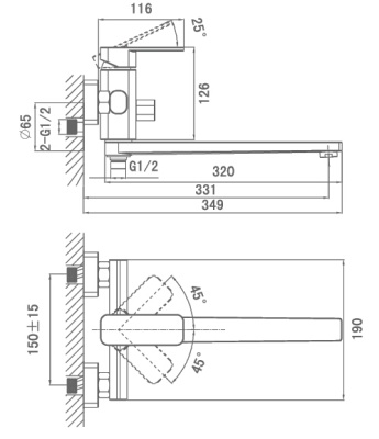 Смеситель для ванны D&K Altportel Rhein DA1333301 универсальный Хром