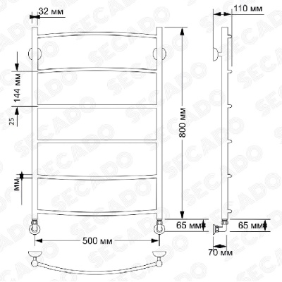 Водяной полотенцесушитель Secado Милан 1 плюс 50х80 Бронза