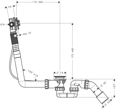 Слив-перелив Hansgrohe Exafill S 58115180 Хром
