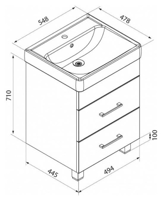 Тумба с раковиной Iddis Custo 55 Белая