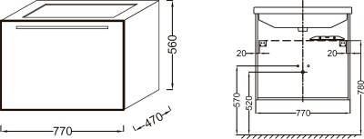 Тумба под раковину Jacob Delafon Struktura 77 EB1285-N18 подвесная Белая