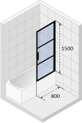 Шторка на ванну Riho Grid GB501 80 GBB5080002 R профиль Черный стекло прозрачное Шторка на ванну Riho Grid GB501 80 GBB5080002 R профиль Черный стекло прозрачное