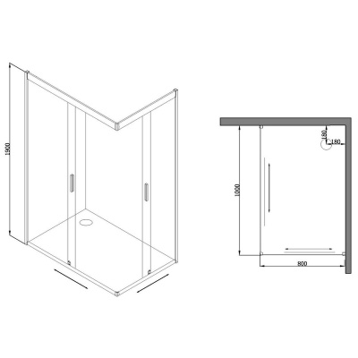 Душевой уголок AM.PM Gem 100х80 W90G-404-100280-MT профиль Хром матовый стекло прозрачное