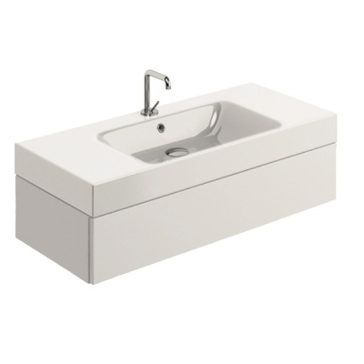 Тумба с раковиной Kerasan Cento 9154 подвесная белая глянцевая