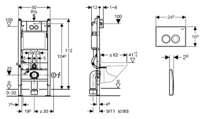 Комплект унитаза Laufen Pro 8.2096.6 с инсталляцией Geberit Duofix Delta UP100 458.122.21.1 с сиденьем Микролифт и клавишей смыва Хром