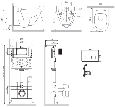 Комплект унитаза с инсталляцией AM.PM Spirit V2.0 FlashClean IS48051.701700 с сиденьем Микролифт и клавишей смыва Хром