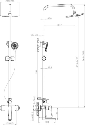 Душевая система Agger Brilliant A0393300 Хром
