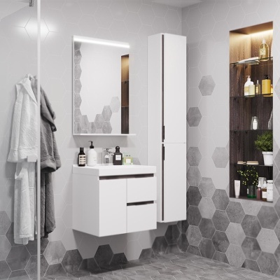 Шкаф пенал Акватон Рене 31 подвесной 1A222003NRC80 Белый Грецкий орех