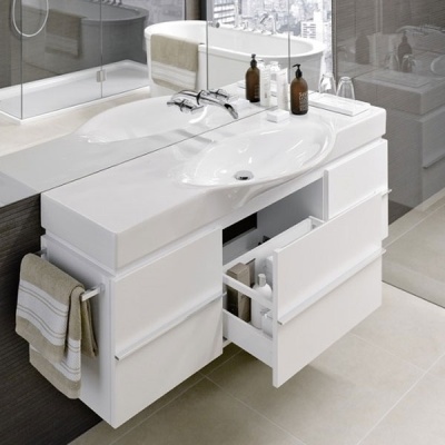 Тумба под раковину Laufen Palace New 120 подвесная 1 ящик Белая матовая