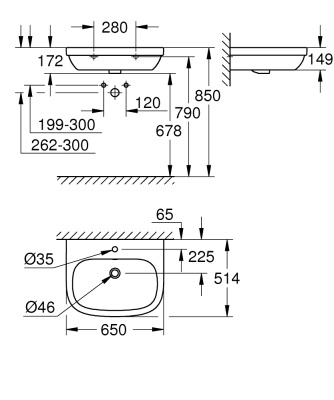 Раковина Grohe Euro Ceramic 65 39323000 Белая