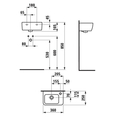 Комплект раковины Laufen Pro A 36 8.1695.5 со смесителем Agger Punctual A1602100 Белый