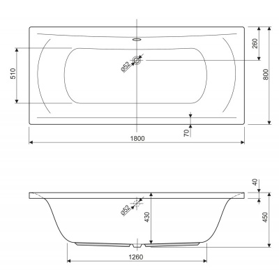 Акриловая ванна Cezares Arena 180x80 без гидромассажа