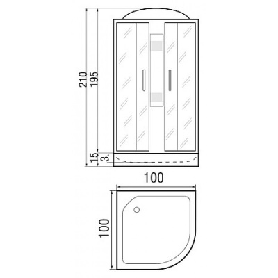 Душевая кабина River Nara Light 100x100x15 МТ 10000002955+10000002958 с поддоном