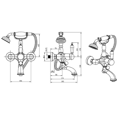 Смеситель для ванны Boheme Crystal 263-CRST Хром