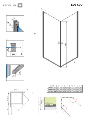 Душевой уголок Radaway Eos KDD 90x90 профиль Хром стекло прозрачное Душевой уголок Radaway Eos KDD 90x90 профиль Хром стекло прозрачное