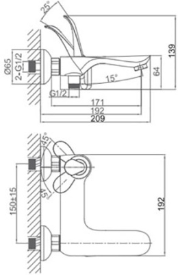 Смеситель для ванны D&K Venice Baciano DA1033259 Черный Золото