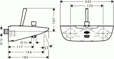 Смеситель для ванны Hansgrohe PuraVida 15472 Хром