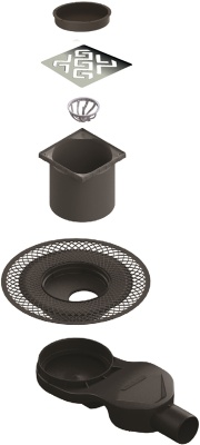 Душевой трап Berges Wasserhaus Platz Antik 150x150 092161 с решеткой Золото глянец