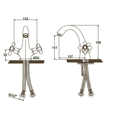 Смеситель для раковины Kaiser Carlson Style 44311-2 An Античная бронза