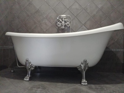 Ванна из искусственного камня Castone Даллас 174x81 Белая ножки Белые
