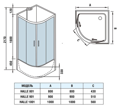 Душевая кабина WeltWasser WW500 Halle 1001 100x100 10000003240 профиль Хром стекло прозрачное