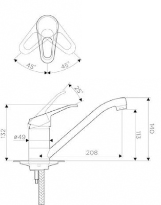 Смеситель для кухни Omoikiri Mito OMI-CR-40 Хром