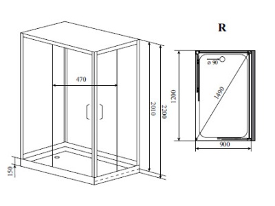 Душевая кабина Timo Helka 90x120 H-515R с гидромассажем