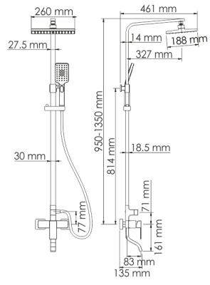 Душевая система WasserKRAFT A16501 Хром