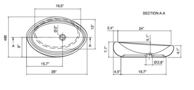 Раковина Scarabeo Moai 71 R 8602 Белая