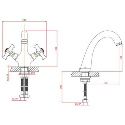 Смеситель для раковины Agger Retro-X A1702188 Бронза