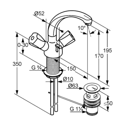 Смеситель для раковины Kludi Standard 210370515 Хром