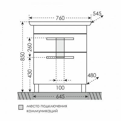 Тумба с раковиной СанТа Нептун 75 230004н Белая