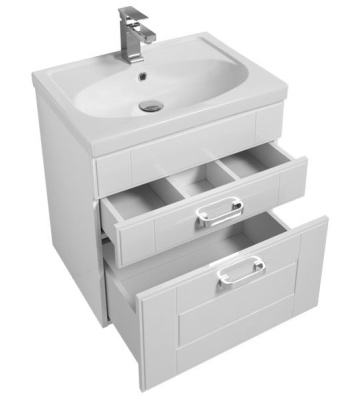 Тумба под раковину Aquanet Рондо 70 189154 подвесная 2 ящика Белая