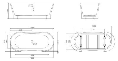 Акриловая ванна BelBagno BB406-1650-730 165х73 без гидромассажа