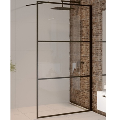 Душевая стенка Riho Grid 140 профиль Черный стекло прозрачное