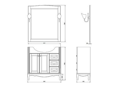Зеркало ValenHouse Эллина 85 E85_ЗС Слоновая кость