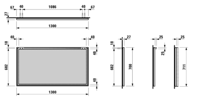 Зеркало Laufen Frame 25 130 4.4740.8.900.144.1 с алюминиевой рамкой