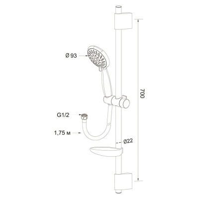 Душевой гарнитур Latuno L80054 Хром